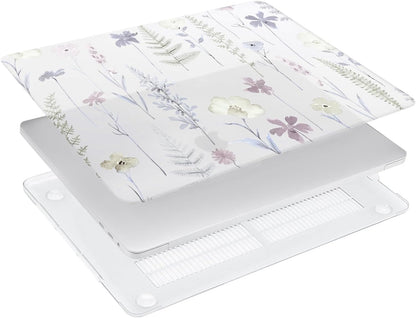 MOSISO Compatible with MacBook Pro 13 inch Case M2 2025, 2024, 2023-2016 A2338 M1 A2251 A2289 A2159 A1989 A1708 A1706, Plastic Meadow Floral Hard Shell Case&Keyboard Cover&Screen Protector,Transparent