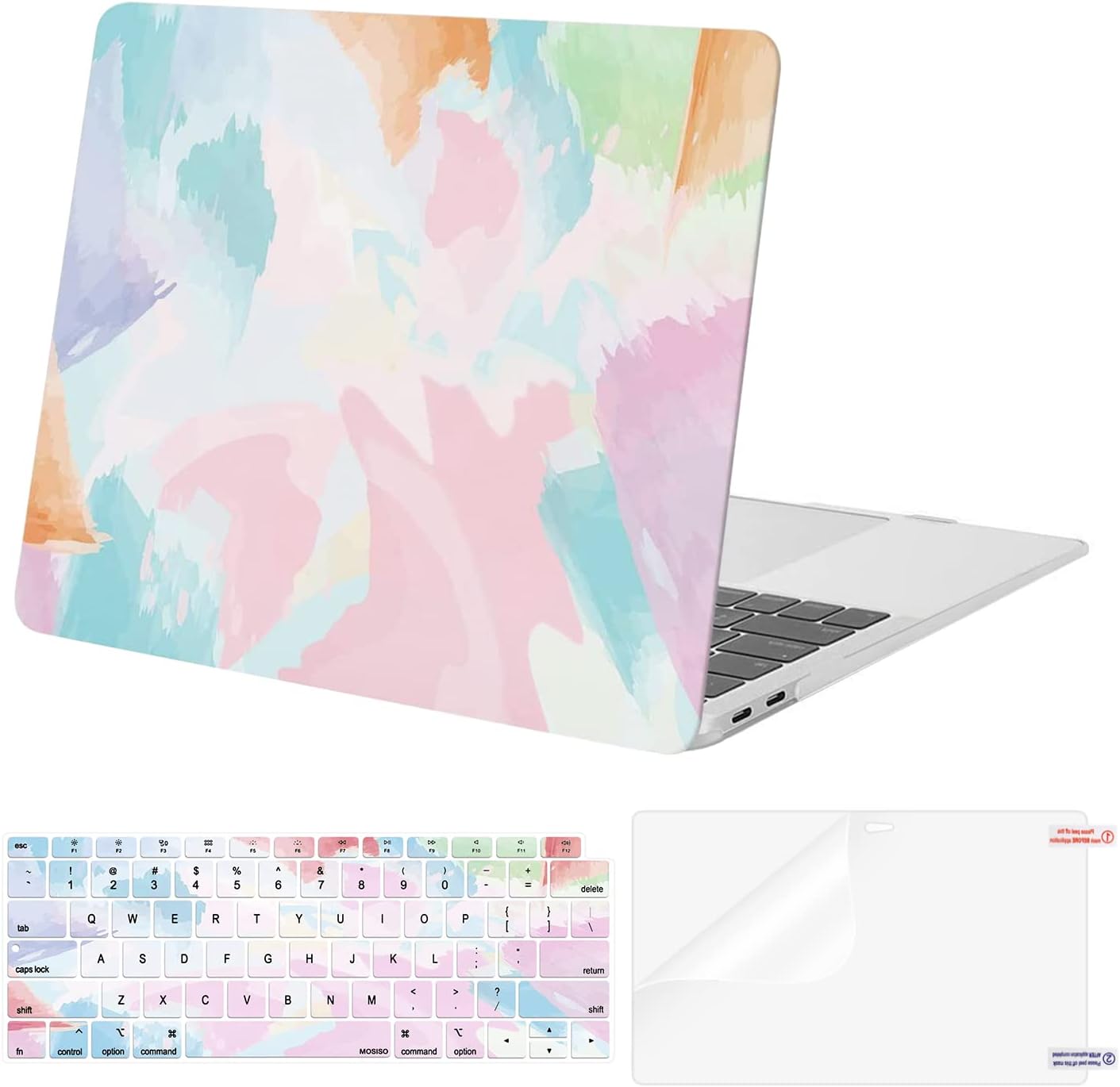 MOSISO Compatible with MacBook Air 13 inch Case 2022 2021 2020 2019 2018 Release A2337 M1 A2179 A1932 Retina Display Touch ID, Plastic Pattern Hard Shell&Keyboard Cover&Screen Protector, Graffiti Art