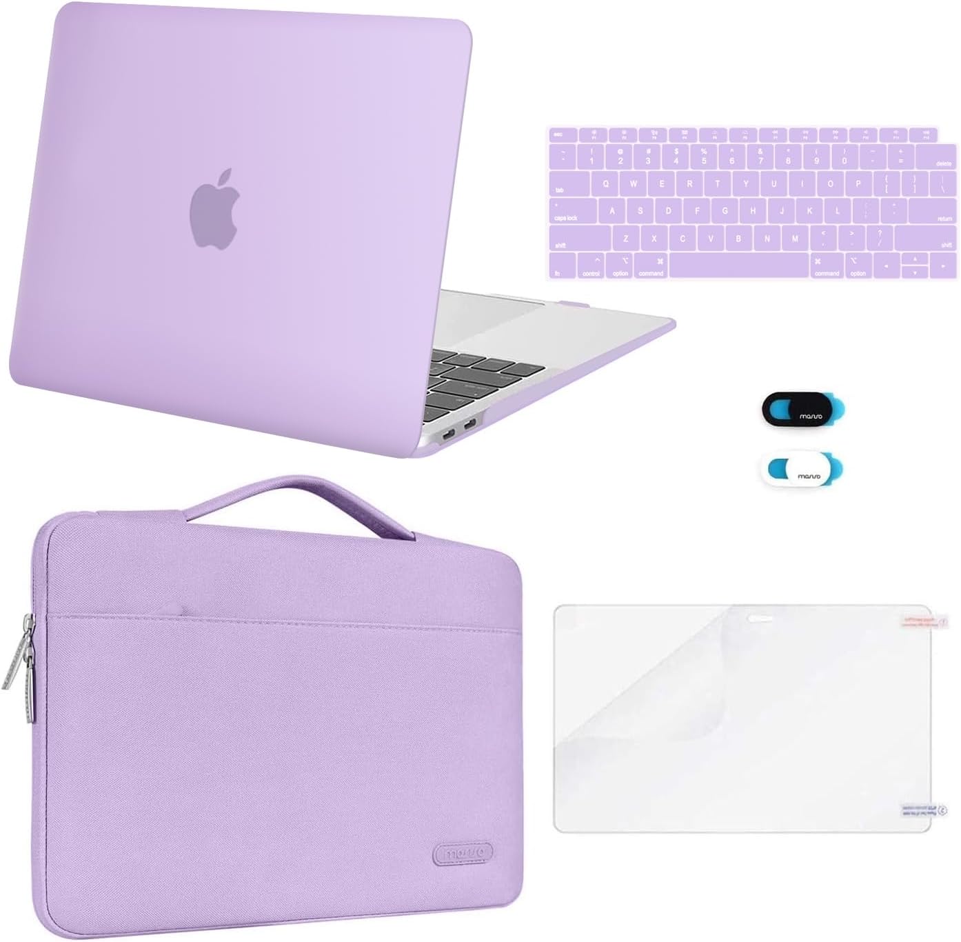 MOSISO Compatible with MacBook Air 13 inch Case M1 Chip 2021 2020 2019 2018 Release A2337 A2179 A1932 Retina Display, Plastic Hard Shell Case&Bag&Keyboard Skin&Webcam Cover&Screen Film, Black
