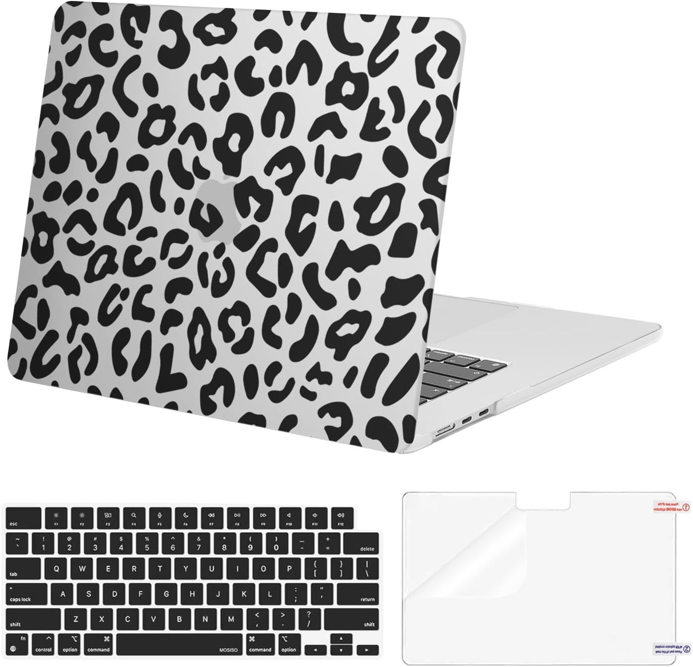 MOSISO Compatible with MacBook Air 15 inch M5 2026 M4 2025 M3 M2 2024 2023 A3448 A3241 A3114 A2941 with Touch ID, Protective Leopard Grain Hard Shell&Keyboard Cover&Screen Protector