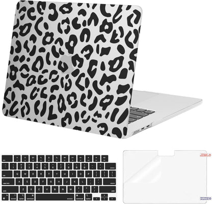 MOSISO 3 in 1 Leopard Grain Hard Shell Case Compatible with MacBook Air 15 Inch M5-M2 2023-2026 A3448 A3241 A3114 A2941, Touch ID Laptop Cover With Keyboard Cover Screen Protector, Multi Colors Available