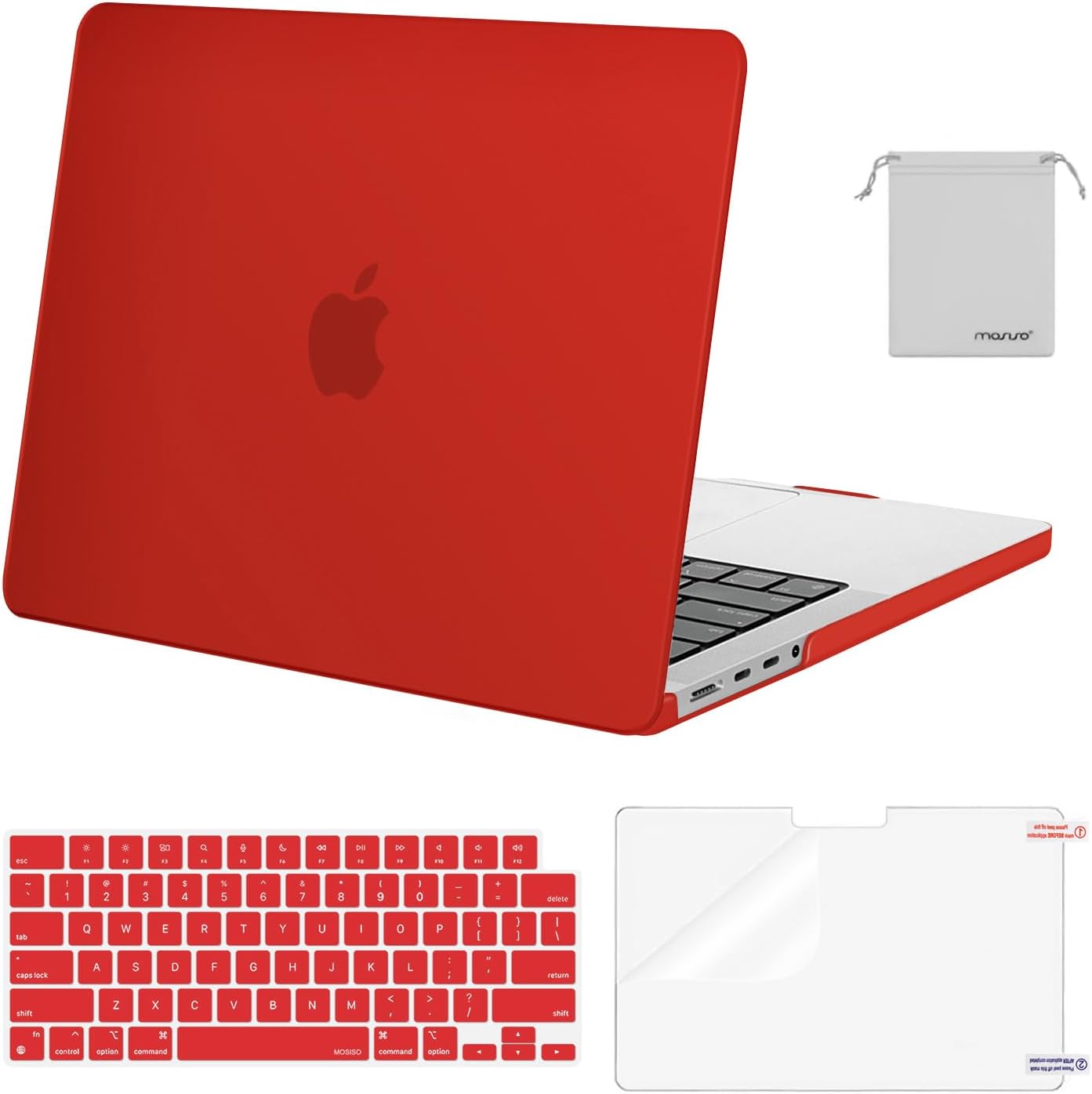 MOSISO Compatible with MacBook Pro 14 inch Case M5 2026 M4 2025 M3 M2 M1 2024-2021 A3427 A3426 A3434 A3112 A3185 A3401 A2918 A2992 A2779 A2442,Hard Case&Keyboard Skin&ScreenFilm&Pouch, Rose Quartz