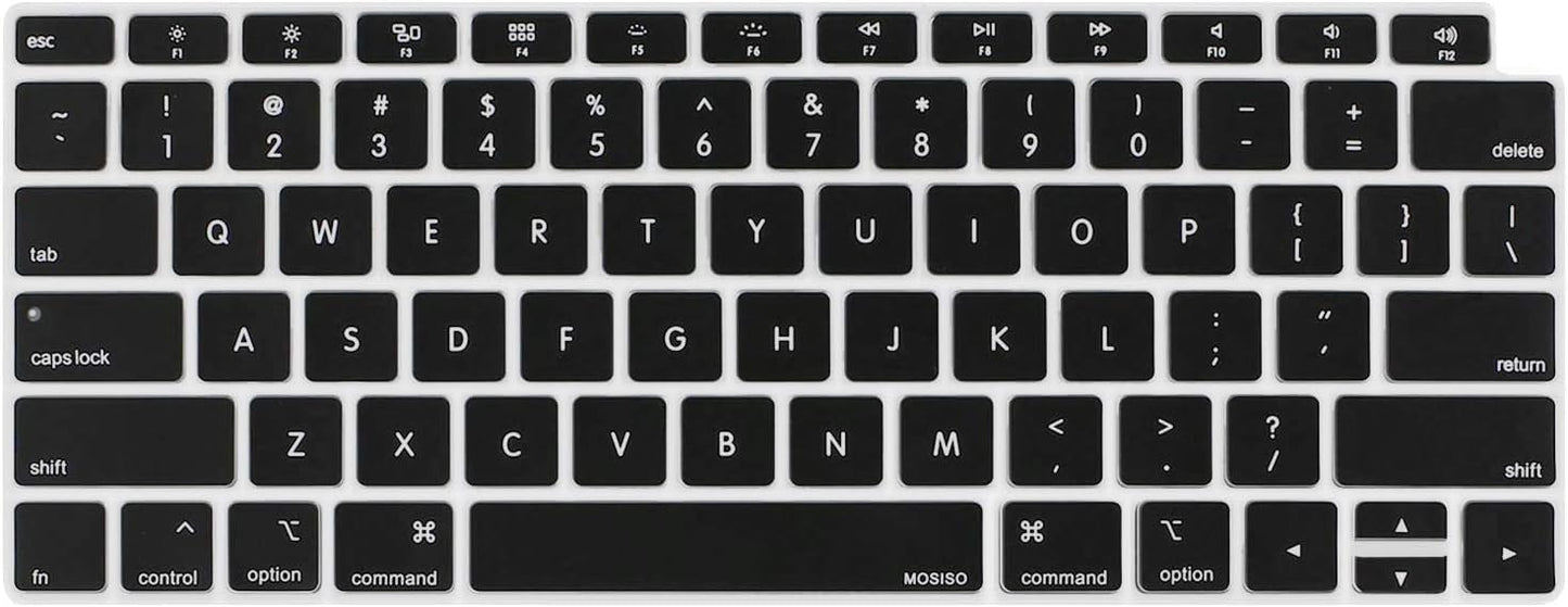 MOSISO Keyboard Cover Compatible with MacBook Air 13 inch 2019 2018 Release A1932 Retina Display with Touch ID, Waterproof Dust-Proof Protective Silicone Skin, Black