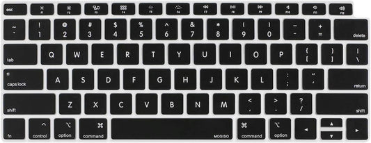 MOSISO Keyboard Cover Compatible with MacBook Air 13 inch 2019 2018 Release A1932 Retina Display with Touch ID, Waterproof Dust-Proof Protective Silicone Skin, Black