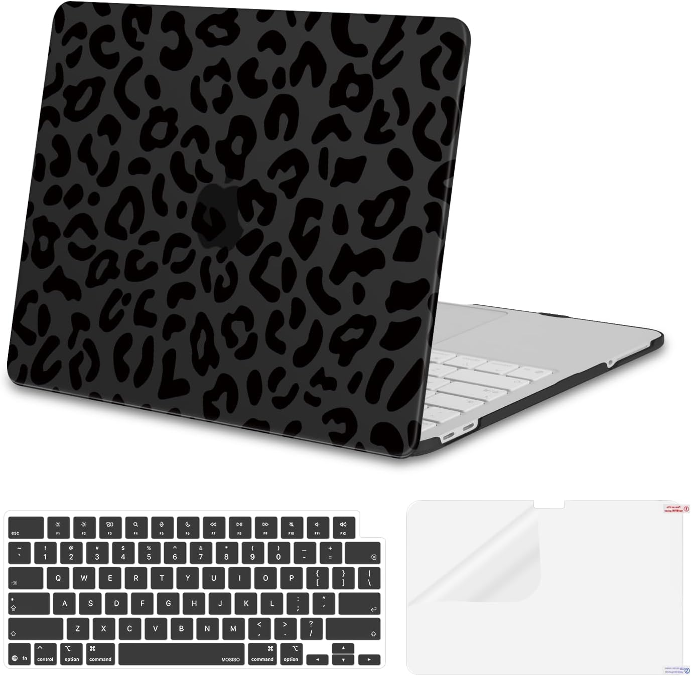 MOSISO Leopard Grain Hard Case Compatible with MacBook Neo 13 inch 2026 Release Model A3404, 3 in 1 Crack-Resistant Protective Hard Shell Case&Keyboard Cover&Screen Protector, Black mysite