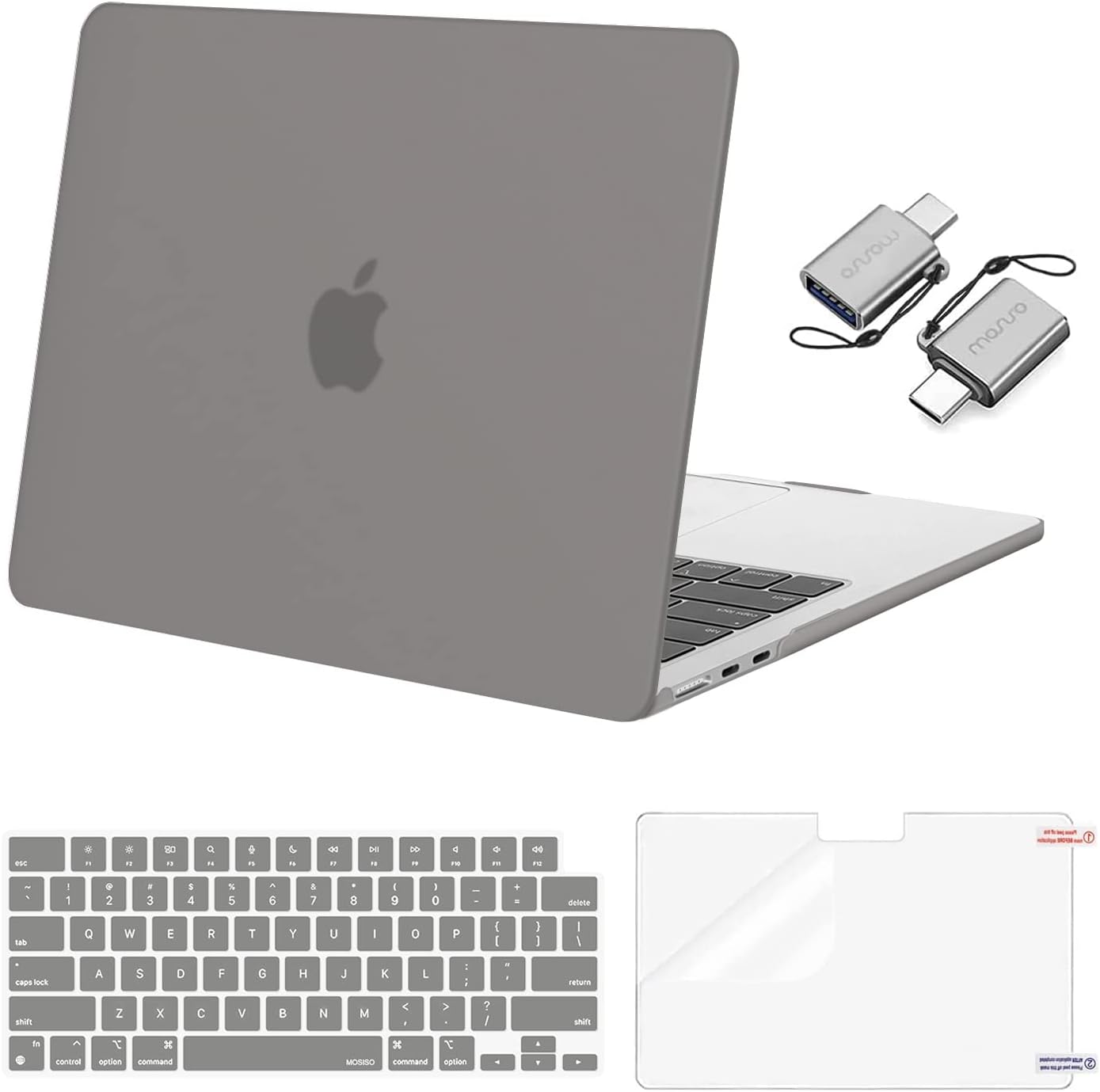 MOSISO Compatible with MacBook Air 13 inch Case M5 2026 M4 2025 M3 M2 2024-2022 A3449 A3240 A3113 A2681, Hard Shell&Keyboard Cover&Screen Film&Type C for MacBook Air 13.6 inch Case