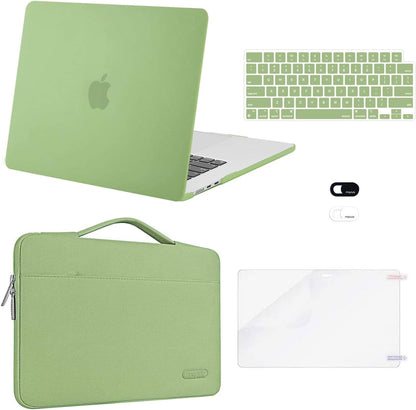MOSISO 5‑in‑1 Hard‑Shell & Carry‑Sleeve Kit for MacBook Air 15(A3448/A3241/A3114/A2941), Keyboard‑Cover, Screen‑Film & Webcam‑Cover