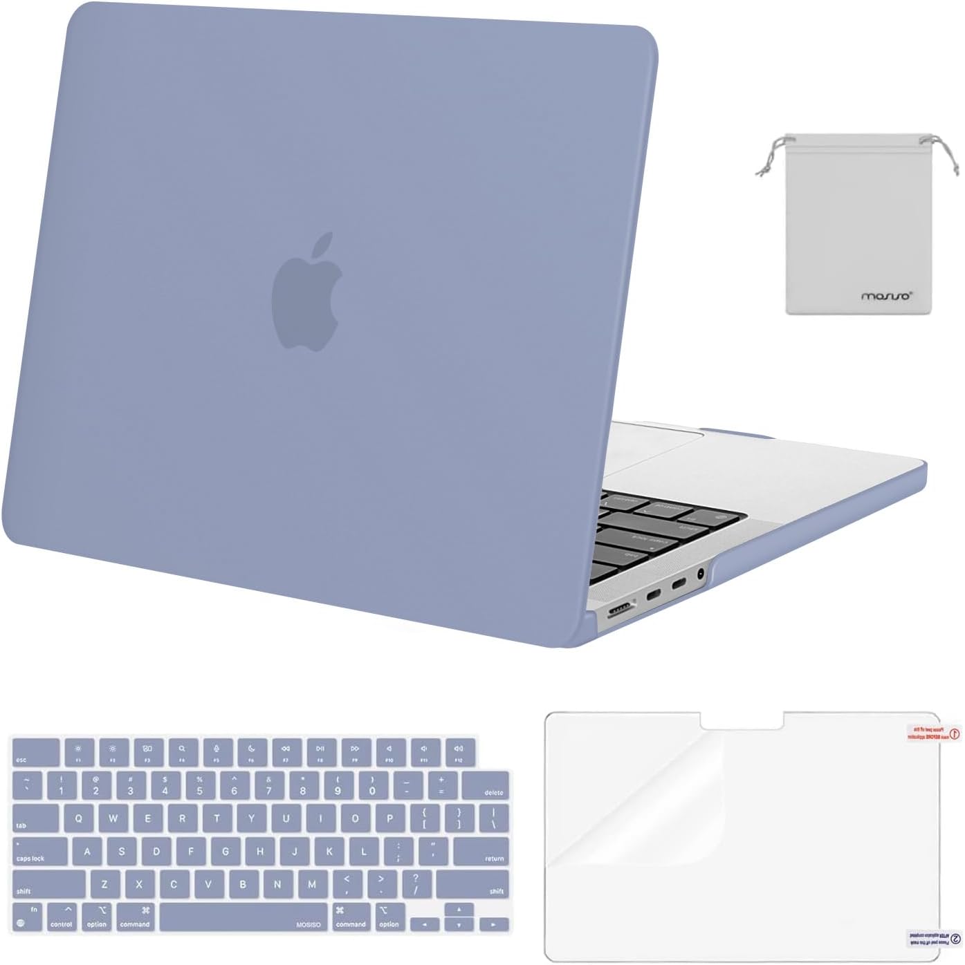 MOSISO Compatible with MacBook Pro 14 inch Case 2025 2024 2023 2022 2021 M4 M3 M2 M1 A3112 A3185 A3401 A2918 A2992 A2779 A2442, Plastic Hard Shell&Keyboard Cover&Screen Film&Pouch, Transparent