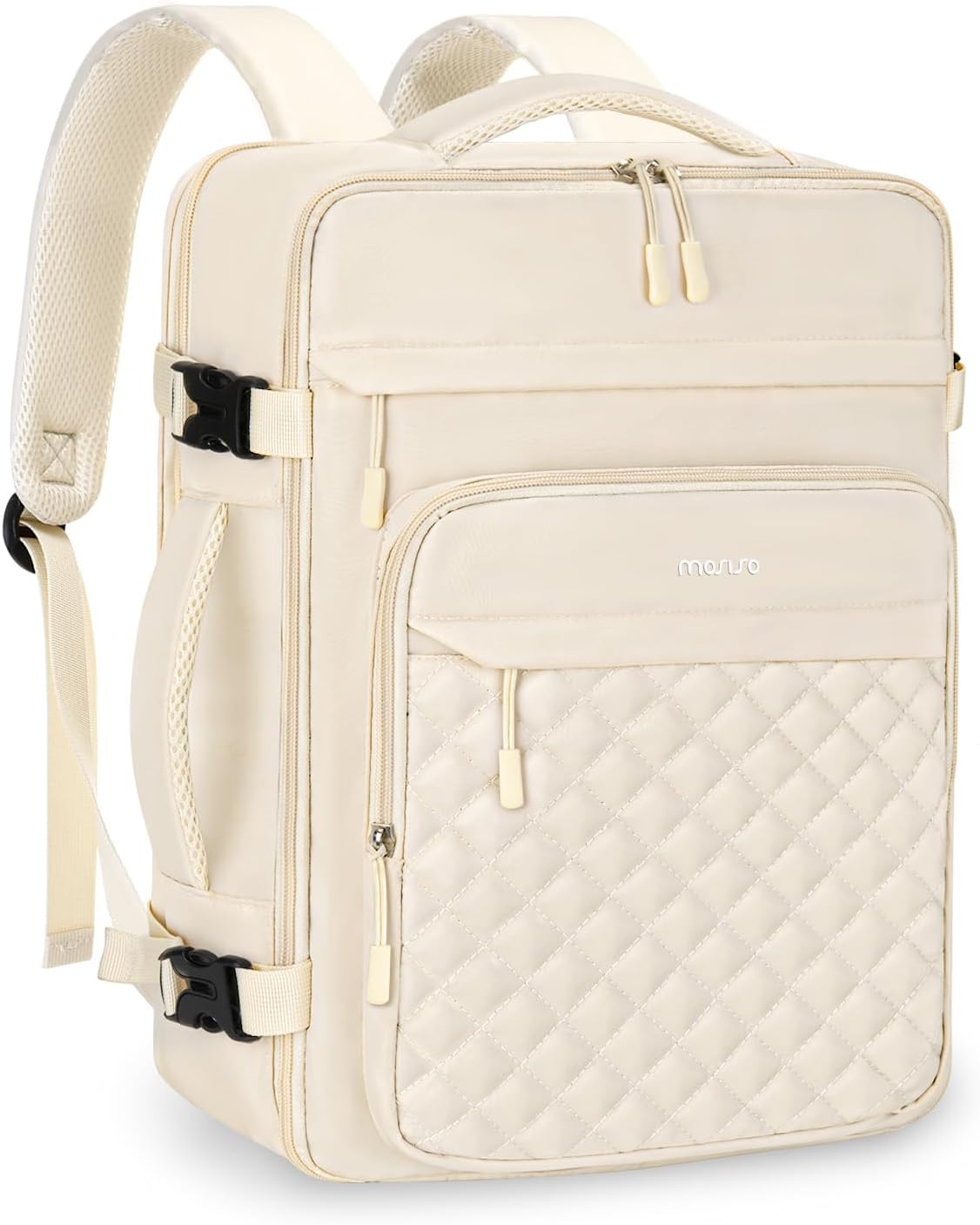 MOSISO Travel Backpack for Women Men, 15.6-17.3 inch Rhombus Quilted Laptop Backpack Flight Approved with Packing Cubes, 16 inch Carry on Daypack with USB Port for College Work Business