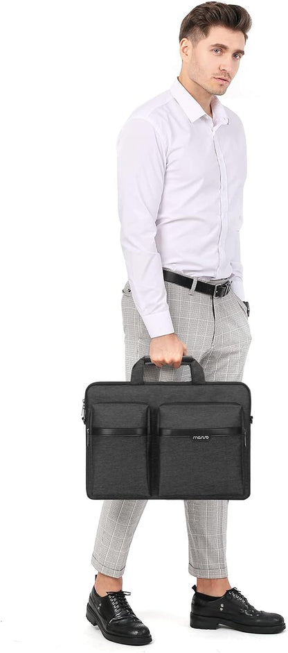 MOSISO Laptop Shoulder Bag,15 inch Computer Bag Compatible with MacBook, HP, Dell, Lenovo, Asus Notebook,15.6 inch Laptop Sleeve Bag with 2 Raised Zipper Pockets & Hidden Pockets & Handle & Belt,Black iMosiso