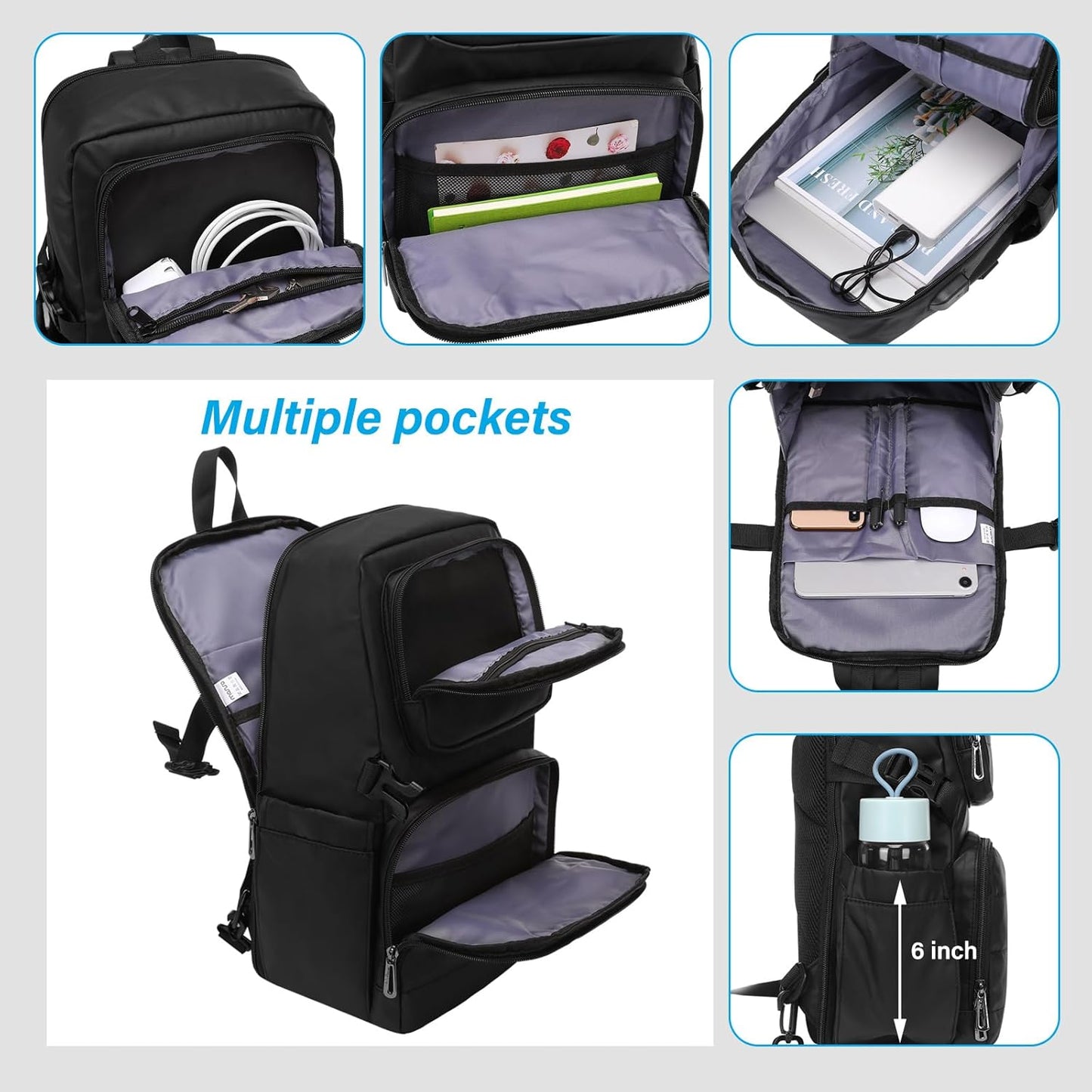 MOSISO Sling Backpack Travel Hiking Daypack for Men Women, Waterproof Crossbody Sling Bag with USB Charging Port & 2 Front Pockets One Shoulder Chest Bag for Outdoor Sports, Black iMosiso