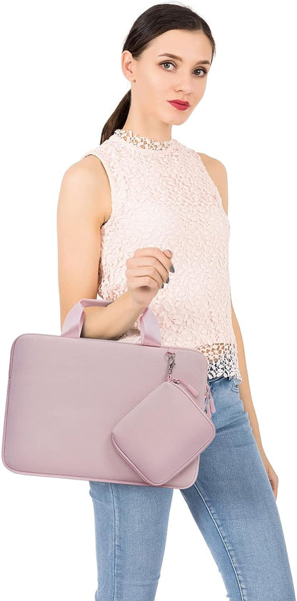 MOSISO Laptop Sleeve Compatible with MacBook Air 13 M2 A2681 M1 A2337 A2179 A1932 2023-2018/Pro M2 M1 A2338 A2251 A2289 A2159 A1989 A1706 A1708, Neoprene Briefcase Bag with Detachable Small Case, Pink iMosiso