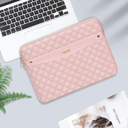 MOSISO Laptop Sleeve Compatible with MacBook Air/Pro, 13-13.3 inch Notebook,Compatible with MacBook Pro 14 inch 2023-2021 A2779 M2 A2442 M1, Square Quilted Polyester Horizontal Carrying Bag,Chalk Pink iMosiso