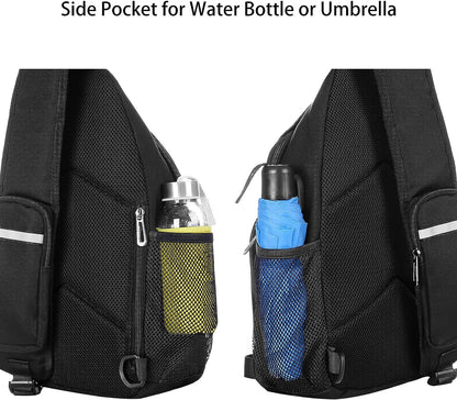 MOSISO Sling Backpack Bag, Crossbody Shoulder Bag Travel Hiking Daypack Chest Bag with Front Square Pocket&USB Charging Port,Black iMosiso