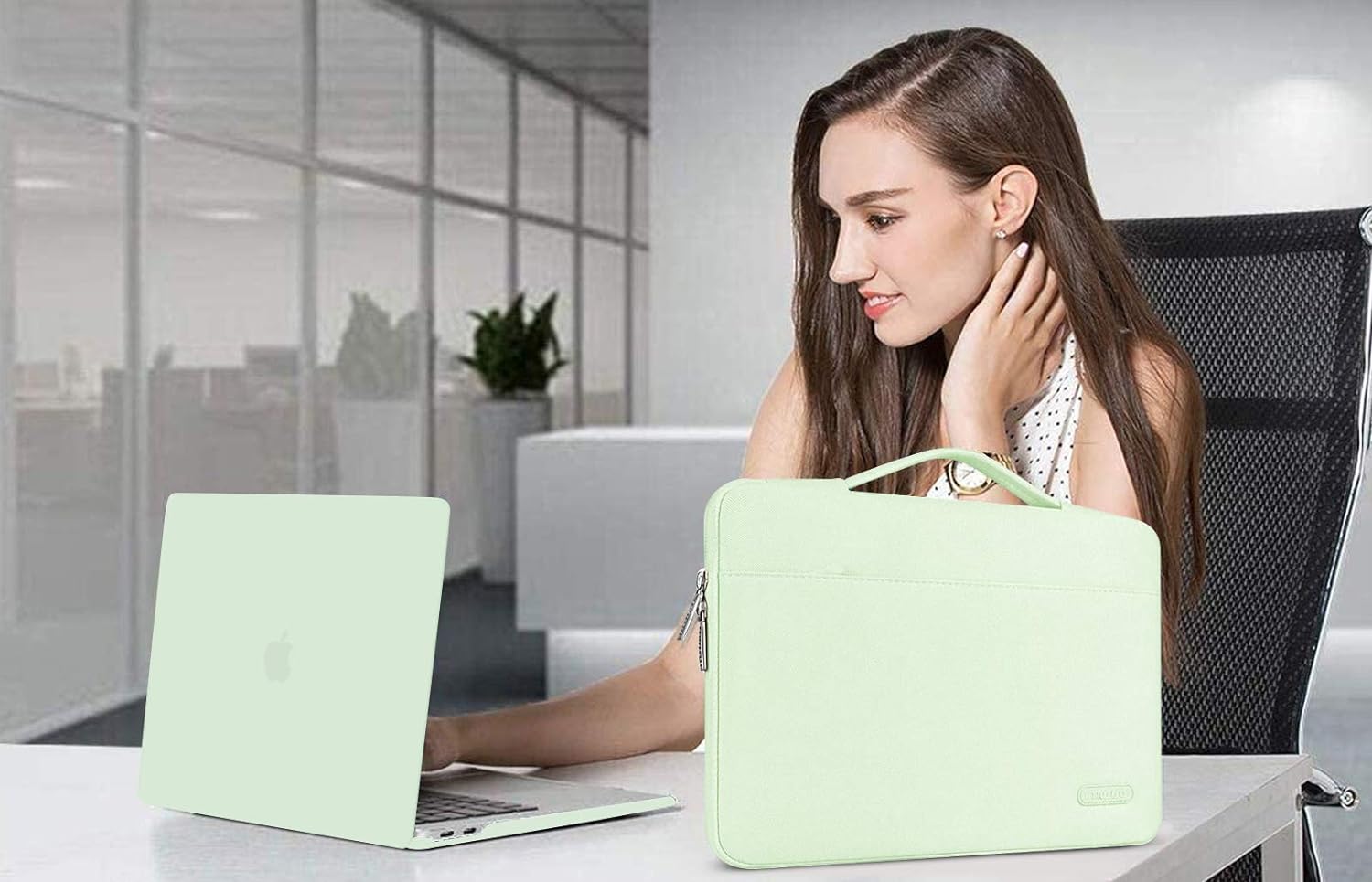 MOSISO Compatible with MacBook Air 13 inch Case (A1369 A1466, Older Version 2010-2017 Release), Plastic Hard Shell Case & Sleeve Bag & Keyboard Cover & Webcam Cover & Screen Protector, Honeydew Green iMosiso