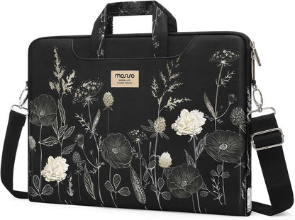 MOSISO Laptop Bag for Women 15.6 inch, 15-16 inch Computer Bag Compatible with MacBook Air 15 inch/Pro 16 inch, HP Dell Lenovo Asus Notebook, Laptop Messenger Shoulder Sleeve with Strap, Retro Flower
