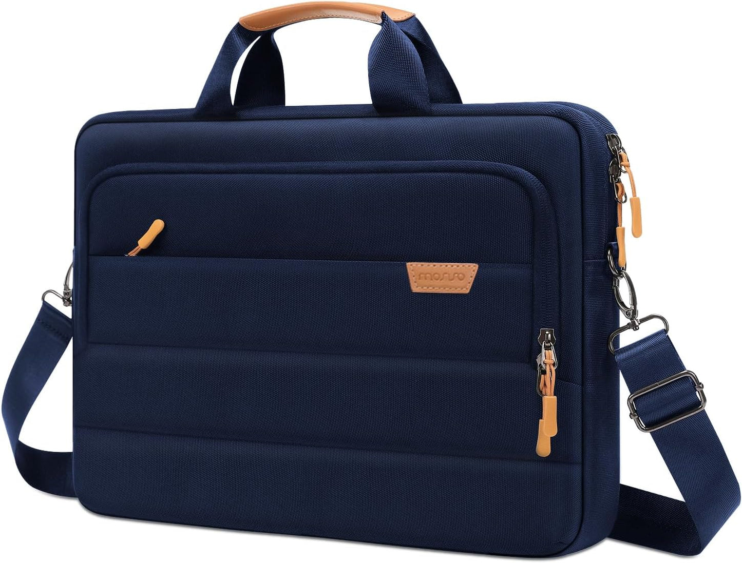 MOSISO Laptop Bag for Men, Computer Bags, Laptop Briefcase Bag with Trolley Sleeve&Front Rectangle&Horizontal Pockets