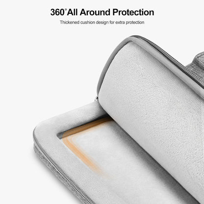 MOSISO 360 Protective Laptop Bag, 13-15.6 inch Computer Bag Compatible with MacBook Pro 14/16, HP, Dell, Asus Notebook, Side Open Sleeve with 2 Rectangle Zipper Pockets&Extendable Handle, Gray iMosiso