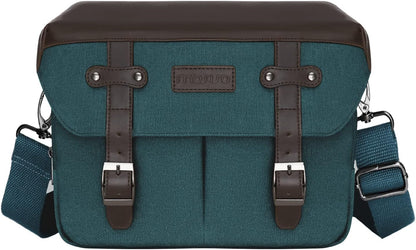 MOSISO Camera Case Crossbody Shoulder Messenger Bag, DSLR/SLR/Mirrorless Photography Vintage PU Leather Flap Gadget Bag with Rain Cover Compatible with Canon/Nikon/Sony Camera and Lens