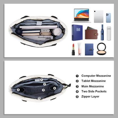 MOSISO Women Laptop Work Tote Bag,15‑16‑Inch,Multi‑Pocket Design with Built‑In Trolley Sleeve