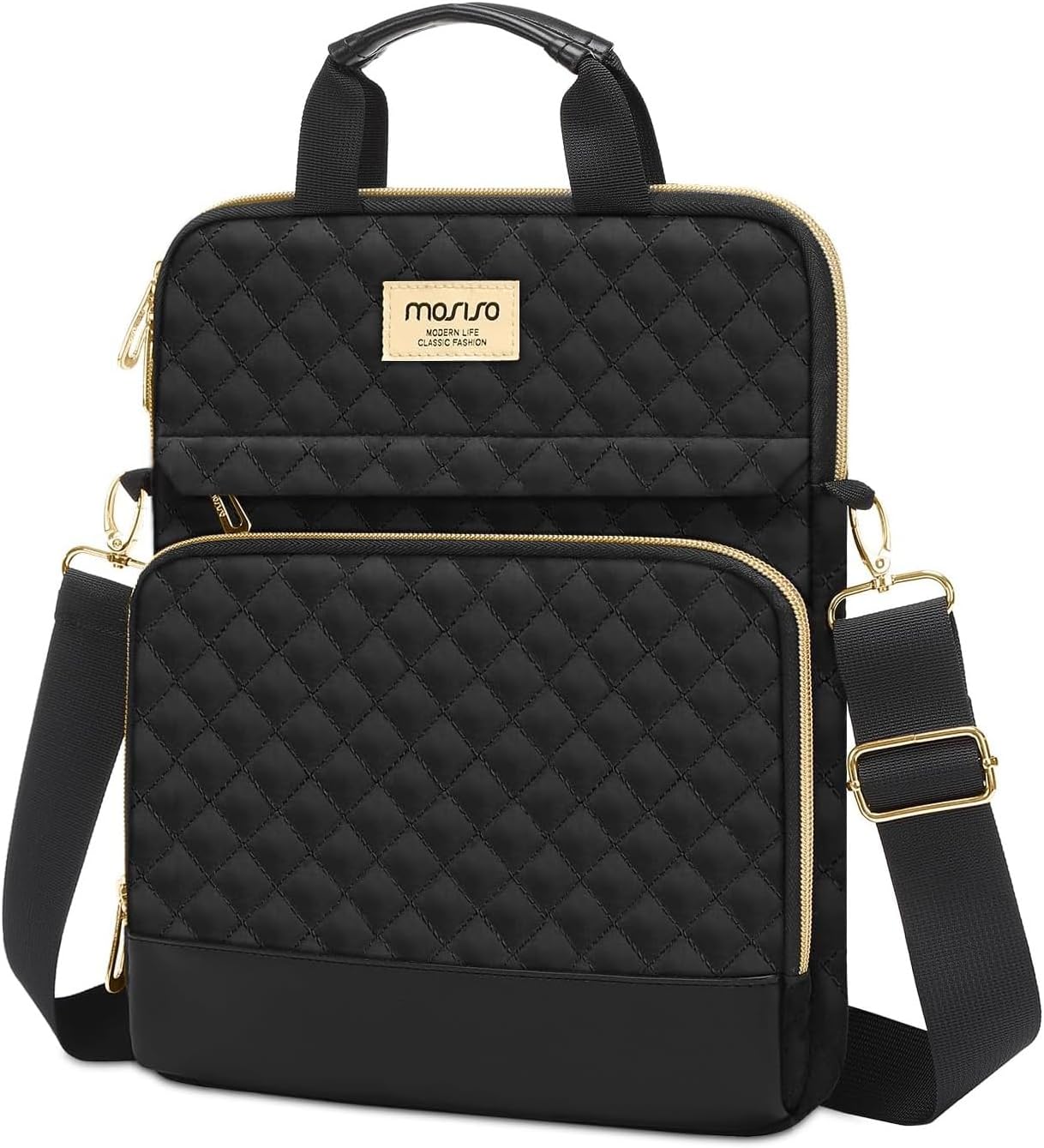 MOSISO 12.9 inch Tablet Sleeve Bag for iPad Pro 13 M4&iPad Air 13 M3 M2,iPad Pro 12.9 M2 M1 6/5,Surface Laptop Go 12.4,Galaxy Tab S8+/S9+ 12.4,Square Quilted Carrying Case with 2 Pockets, Sand