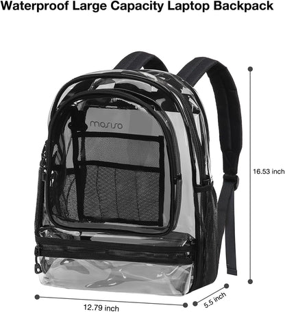 MOSISO 15.6-16 inch Travel Laptop Backpack, Waterproof Stylish Large Capacity Casual Daypack Bag for Business, Fashion TPU Transparent Computer Bag with Reinforced Strap, Black iMosiso
