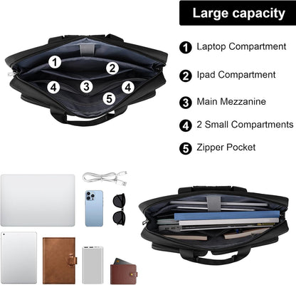 MOSISO Men’s Multi‑Zipper‑Pocket Laptop Briefcase,15‑16‑Inch,Removable‑Adjustable‑Strap & Rear Trolley‑Sleeve