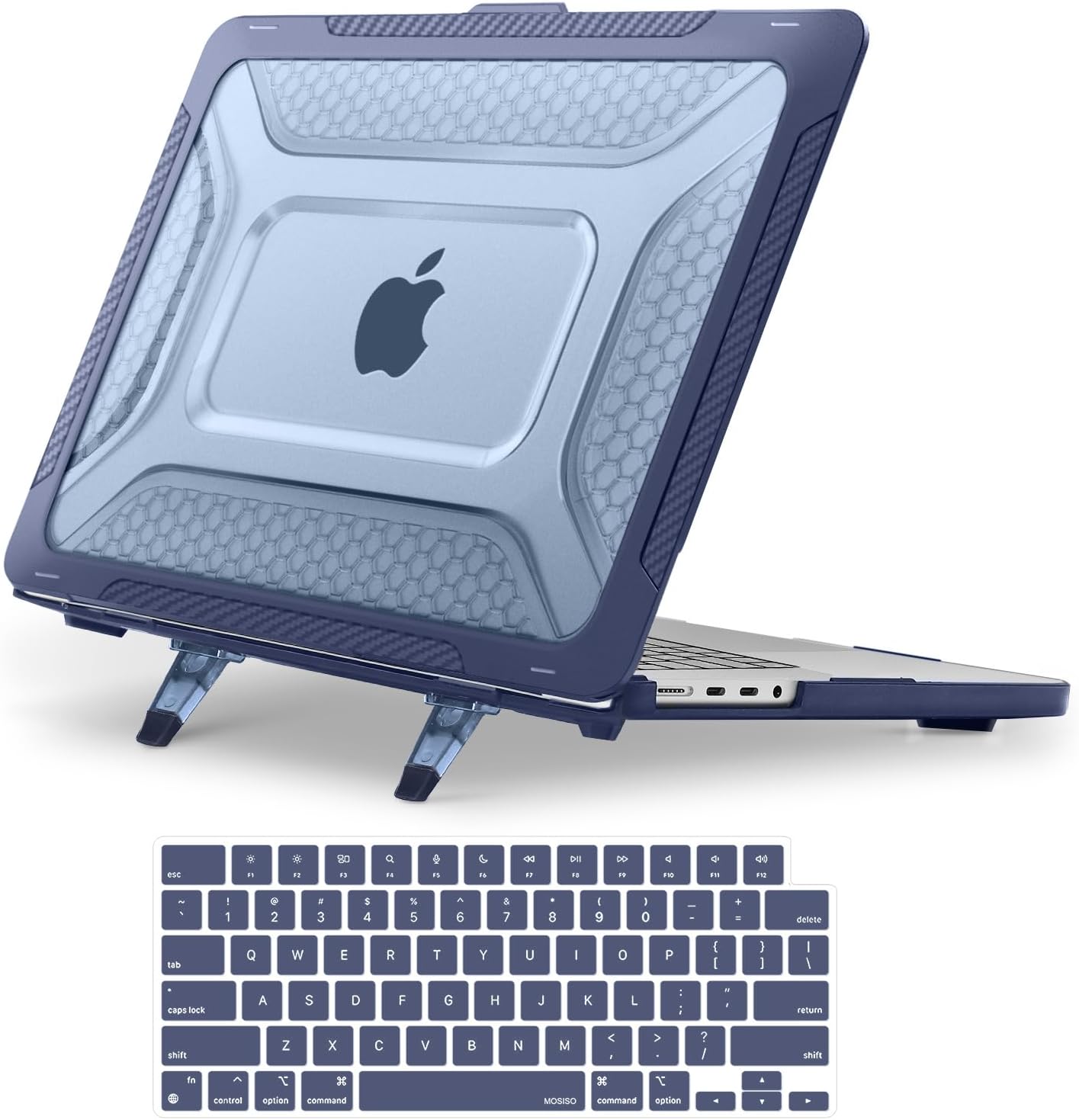 MOSISO Compatible with MacBook Pro 16 inch Case M5 M4 M3 M2 M1 2026-2021 A3429 A3428 A3403 A3186 A2991 A2780 A2485, 2 in 1 Kit Honeycomb Shockproof TPU Bumper Shell with Fold Kickstand