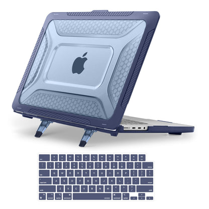 MOSISO Compatible with MacBook Pro 16 inch Case 2025-2021 M4 M3 M2 M1 A3403 A3186 A2991 A2780 A2485, Honeycomb Shockproof TPU Bumper Hard Shell Case with Fold Kickstand&Keyboard Skin, Black