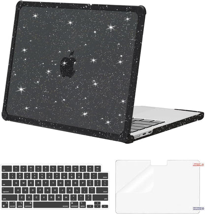 MOSISO Compatible with MacBook Air 13 inch Case M2-M5 2022-2026 A3449 A3240 A3113 A2681, Glitter Hard Case with TPU Bumper, Keyboard Cover & Screen Film
