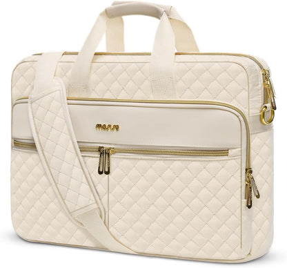 MOSISO 13-17.3 inch Laptop Bag, Laptop Briefcase Messenger | Compatible with MacBook, Square Quilted Computer Bag Work Office Business with 3 Pockets&Strap