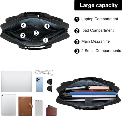 MOSISO Unisex Padded Laptop Shoulder Messenger Bag,15‑16‑Inch,Multi‑Zipper‑Pockets,Removable‑Strap & Rear Trolley‑Sleeve