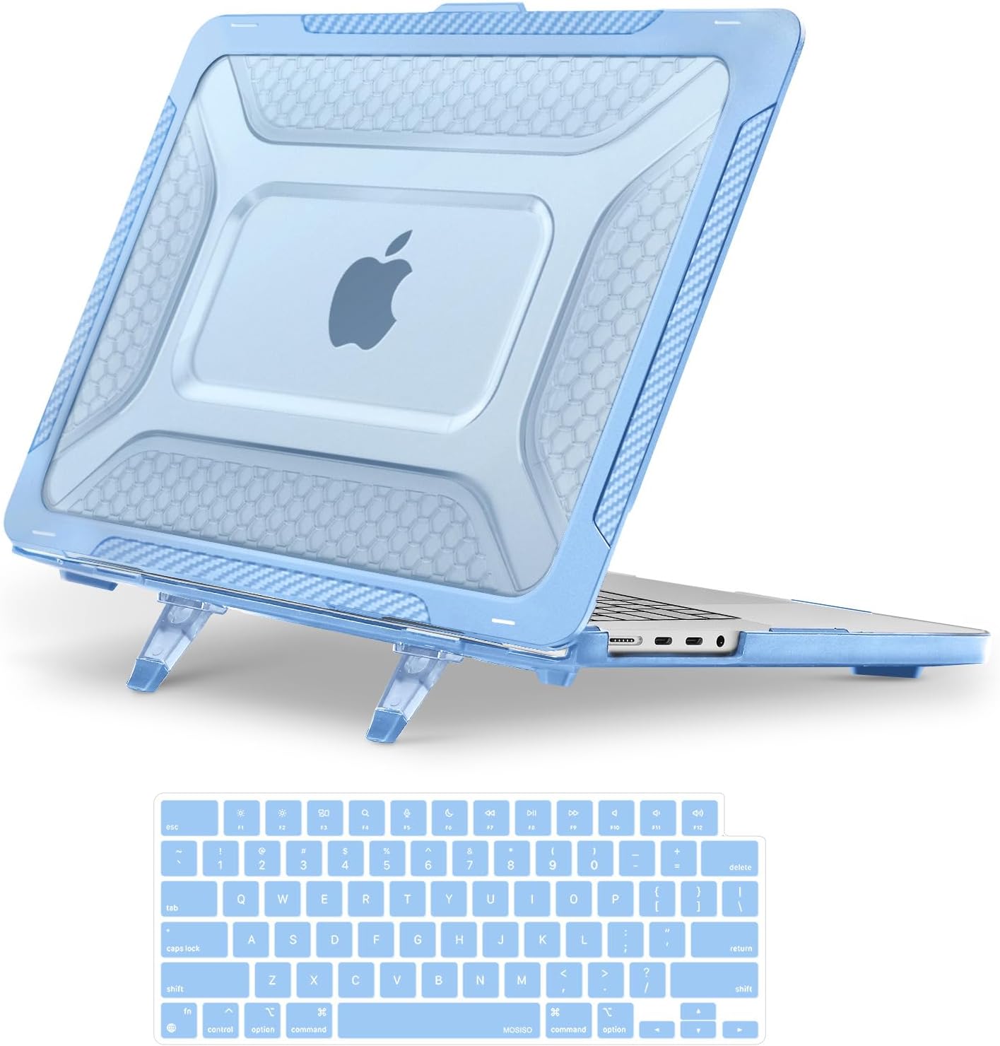 MOSISO Compatible with MacBook Pro 16 inch Case M5 M4 M3 M2 M1 2026-2021 A3429 A3428 A3403 A3186 A2991 A2780 A2485, 2 in 1 Kit Honeycomb Shockproof TPU Bumper Shell with Fold Kickstand