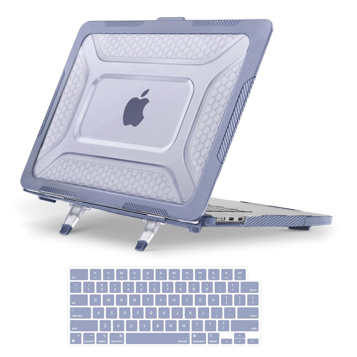 MOSISO Compatible with MacBook Air 15 inch Case 2025 2024 2023 M4 A3241 M3 A3114 M2 A2941, Honeycomb Shockproof Heavy Duty TPU Bumper Plastic Hard Case with Fold Kickstand&Keyboard Cover, Pink