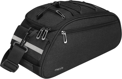 MOSISO 12L Waterproof Bike Rear Rack Bag, Convertible Bicycle Trunk Pannier with Reflective Strip, Multi-Pocket Cycling Storage Saddle Shoulder Bag for Daily Commute Bike Tour