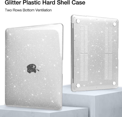 MOSISO Compatible with MacBook Pro 14 inch Case M5 2026 M4 M3 M2 M1 2025-2021 A3427 A3426 A3434 A3112 A3185 A3401 A2918 A2992 A2779 A2442, 4 in 1 Kit Sparkly Glitter Hard Shell, Transparent