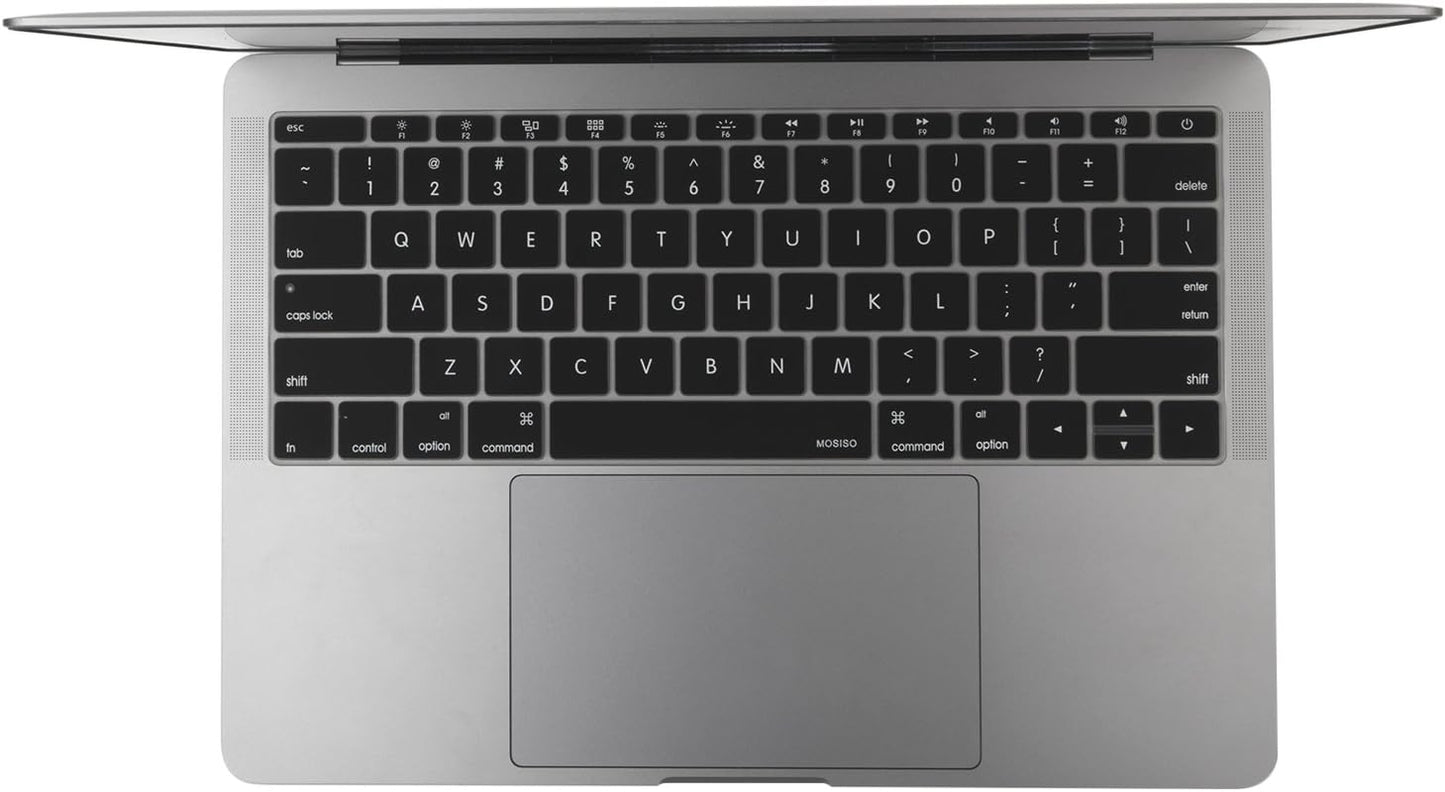 MOSISO Silicone Keyboard Cover Protective Skin Compatible with MacBook Pro 13 inch 2017 2016 Release A1708 Without Touch Bar & Compatible with MacBook 12 inch A1534, Black