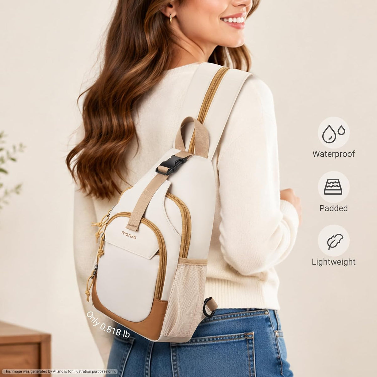 MOSISO Crossbody Sling Bag & Hiking Daypack for Women Men — USB Charging Port, Anti-Theft Pocket & Adjustable Padded Strap
