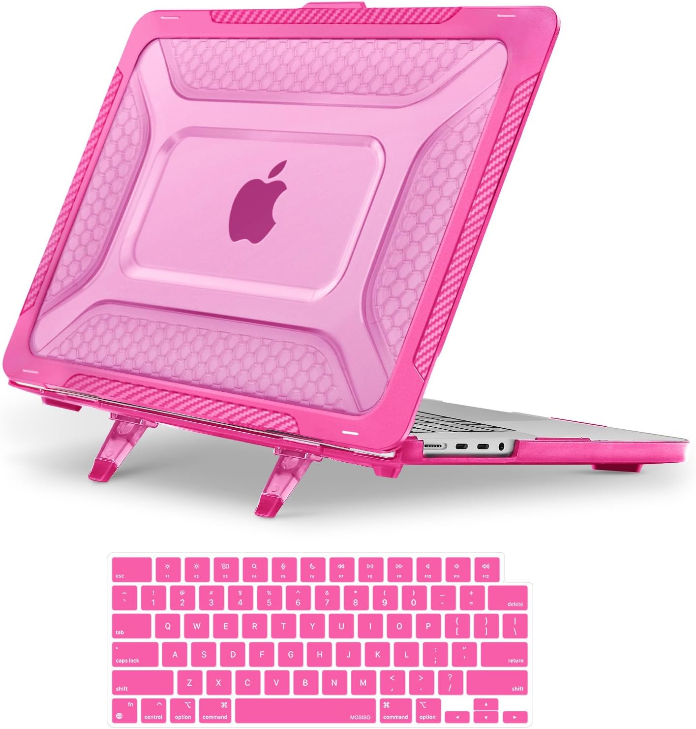 MOSISO Compatible with MacBook Pro 16 inch Case M5 M4 M3 M2 M1 2026-2021 A3429 A3428 A3403 A3186 A2991 A2780 A2485, 2 in 1 Kit Honeycomb Shockproof TPU Bumper Shell with Fold Kickstand