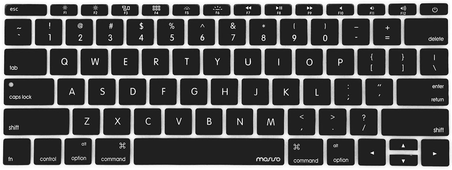 MOSISO Silicone Keyboard Cover Protective Skin Compatible with MacBook Pro 13 inch 2017 2016 Release A1708 Without Touch Bar & Compatible with MacBook 12 inch A1534, Black