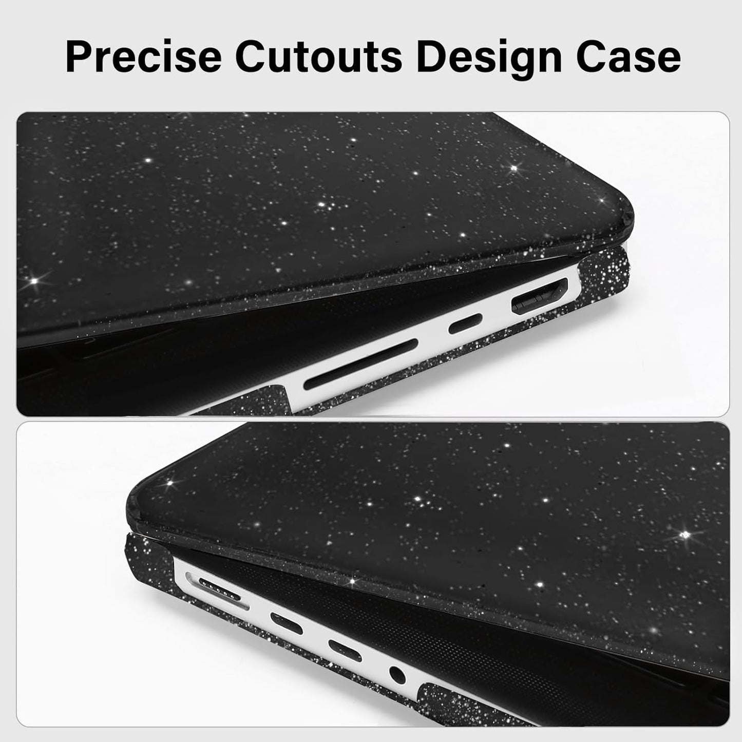 MOSISO Compatible with MacBook Pro 16 inch Case 2025 2024 2023 2022 2021 M4 M3 M2 M1 A3403 A3186 A2991 A2780 A2485 Pro Max, Sparkly Glitter Hard Shell&Keyboard Cover&Screen Film&Pouch, Black