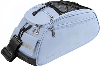 MOSISO 12L Waterproof Bike Rear Rack Bag, Convertible Bicycle Trunk Pannier with Reflective Strip, Multi-Pocket Cycling Storage Saddle Shoulder Bag for Daily Commute Bike Tour