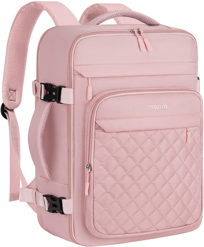 MOSISO Diamond Quilt Airline Approved Carry On Backpack, 30L Travel Pack with Packing Cubes & USB Port Fits 16-17.3 Inch Laptops for Men Women Business College