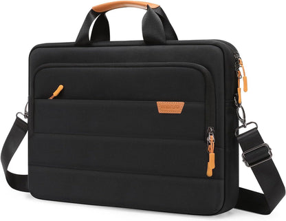 MOSISO Men Laptop Briefcase Shoulder Bag with Trolley Sleeve & Front Rectangle Horizontal Pockets, Multi Storage Notebook Carry Case for Business Travel