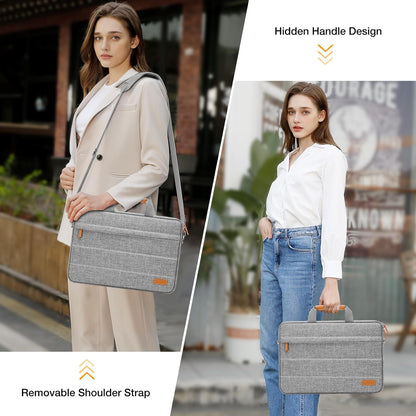MOSISO Laptop Shoulder Bag, 15.6 inch Computer Bag Compatible with MacBook 16 inch, HP, Dell, Lenovo, Asus, Razer Notebook, Quilted Messenger Briefcase with Front Horizontal Pocket & Strap, Gray