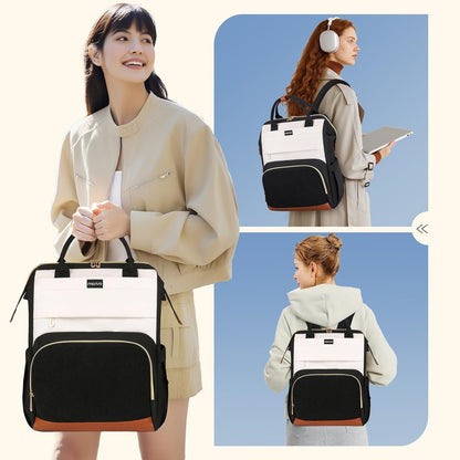 MOSISO Multi‑Compartment Travel Laptop Backpack for Women, 15.6‑16 Inch Computer Bag with Built‑in USB Charging Port, Luggage Strap & Anti‑Theft Back Pocket