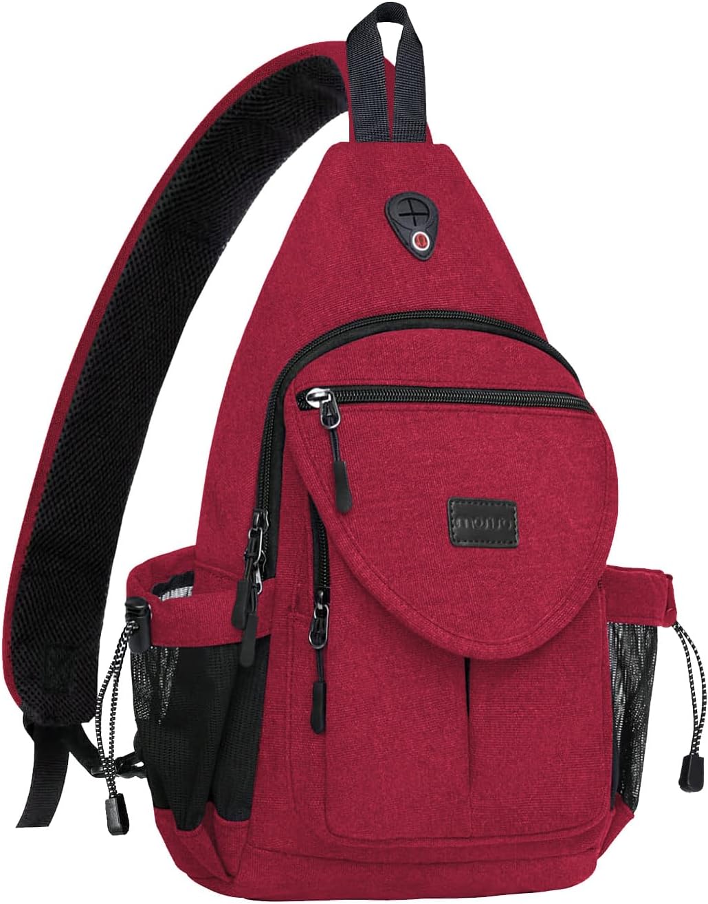 MOSISO Sling Backpack,Canvas Crossbody Hiking Daypack Bag with Anti-theft Pocket, Black