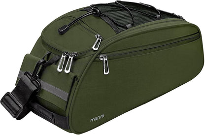 MOSISO 12L Waterproof Bike Rear Rack Bag, Convertible Bicycle Trunk Pannier with Reflective Strip, Multi-Pocket Cycling Storage Saddle Shoulder Bag for Daily Commute Bike Tour