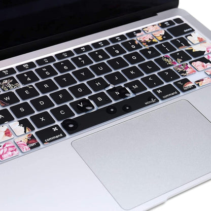 MOSISO Peony Keyboard Cover Only Compatible with MacBook Air 13 inch 2021 2020 Release A2337 M1 A2179 Retina Display with Touch ID Backlit Magic Keyboard, Waterproof Protective Silicone Skin, Black