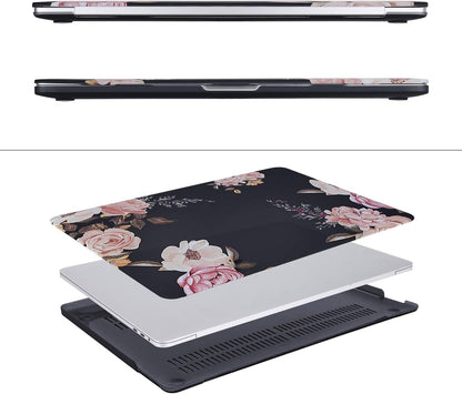 MOSISO Compatible with MacBook Pro 16 inch Case 2020 2019 Release A2141 with Touch Bar Touch ID, Plastic Peony Hard Shell Case & Keyboard Cover Skin & Screen Protector, Black